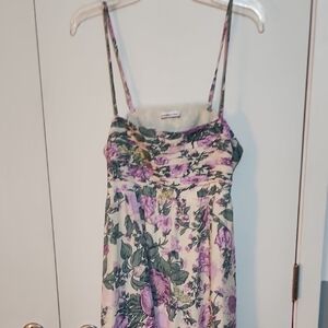 Abercrombie & Fitch Floral Midi Dress - Purple and Green L Tall